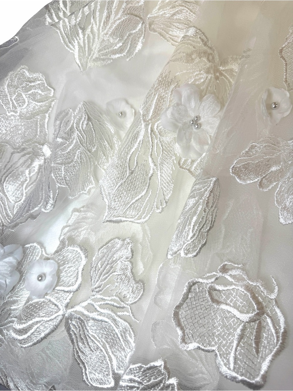 Strapless White Floral Lace Party Dress - Picture 3 of 8